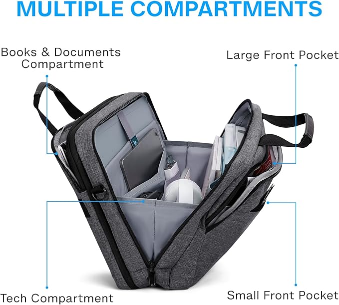BAGSMART 17.3 Inch Laptop Bag, Expandable Computer Bag Laptop Briefcase Men Women,Laptop Shoulder Bag,Work Bag Business Travel Office, Dark Grey