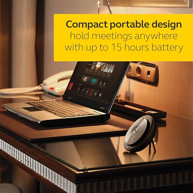 Jabra Speak 710 UC Wireless Bluetooth Speakerphone with Link 370 USB Adapter – Portable Conference Speaker for Holding Meetings Anywhere with Immersive Sound - Certified for Zoom & Google Meet
