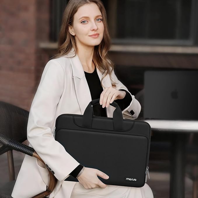 MOSISO 360 Protective Laptop Bag 13.3 inch, 13-14 inch Computer Bag Compatible with MacBook Air 13 inch/Pro 13 inch/Pro 14 inch,HP,Dell,Notebook, Laptop Carrying Case with Strap&Handle, Black