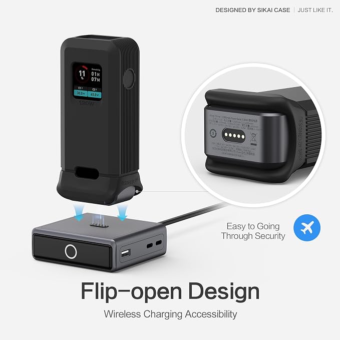 Silicone Case for Anker Prime Power Bank 12,000 mAh 130W 1/4-inch nut Hole, TF/SM Card Storage Reserved Only Compatible with Anker 130W Prime Power Bank Protective Cover Dustproof Soft (Black)