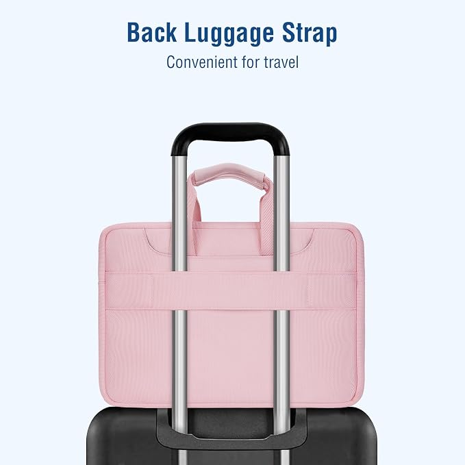 MOSISO 360 Protective Laptop Bag 13 inch, 13-13.3 inch Computer Bag Compatible with MacBook Neo 13 inch/Air 13.6 / Air/Pro 13,HP,Dell,Lenovo,Asus,Laptop Carrying Case with Strap&Handle, Pink