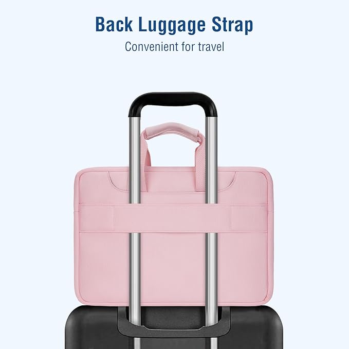 MOSISO 360 Protective Laptop Bag 15.6 inch, 15-16 inch Computer Bag Compatible with MacBook Air 15 inch/Pro 16 inch, HP,Dell,Lenovo,Asus,Notebook, Laptop Carrying Case with Strap&Handle, Pink