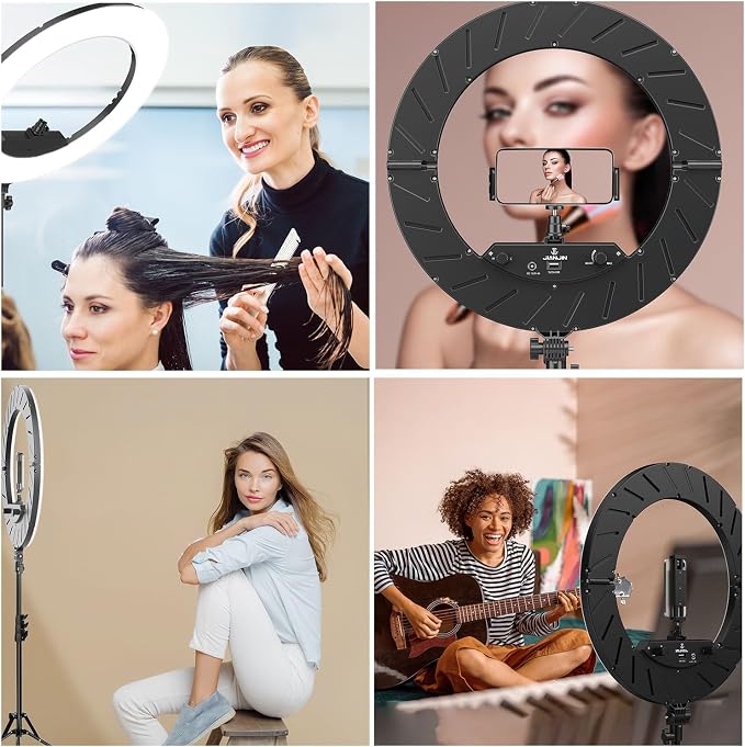 Ring Light 18 INCH Kit,55W6700k Dimmable LED Light, Tripod Stand, Remote Controller,Box for Camera,Smartphone,YouTube,TikTok,Self-Portrait Shooting,CRI95 (Black)