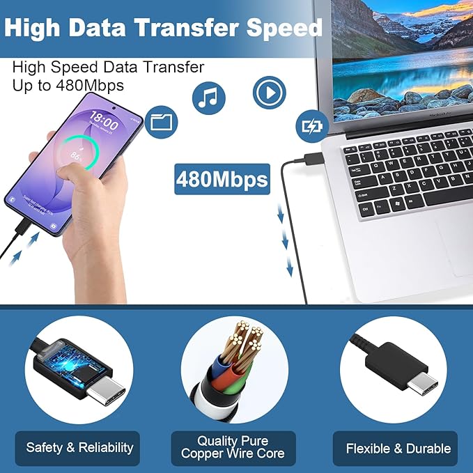 25W Super Fast Charger Type C,USB C Android Phone Charger &12FT C Type Charging Cable for Samsung Galaxy S26/S25/S24 Ultra/S24/S24+/S23 Ultra/S23/S23+/S22 Ultra/S22+/S22,Note 10/20/S20/S21