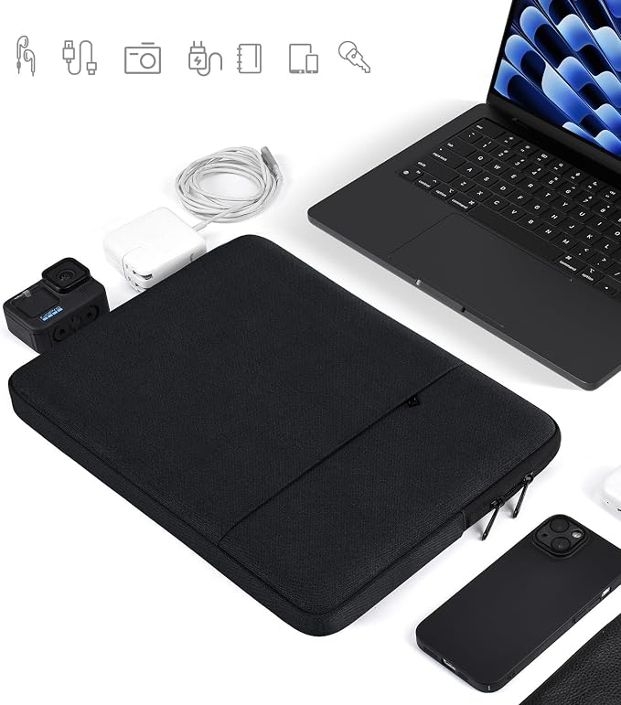 13 inch 360° Protective Laptop Sleeve Case for 2025 MacBook Air 13.6 inch M4/M3/M2/M1 A3240 A3113 A2681 A2337, Shockproof Water-Resistant Laptop Bag Cover w/Accessory Pocket