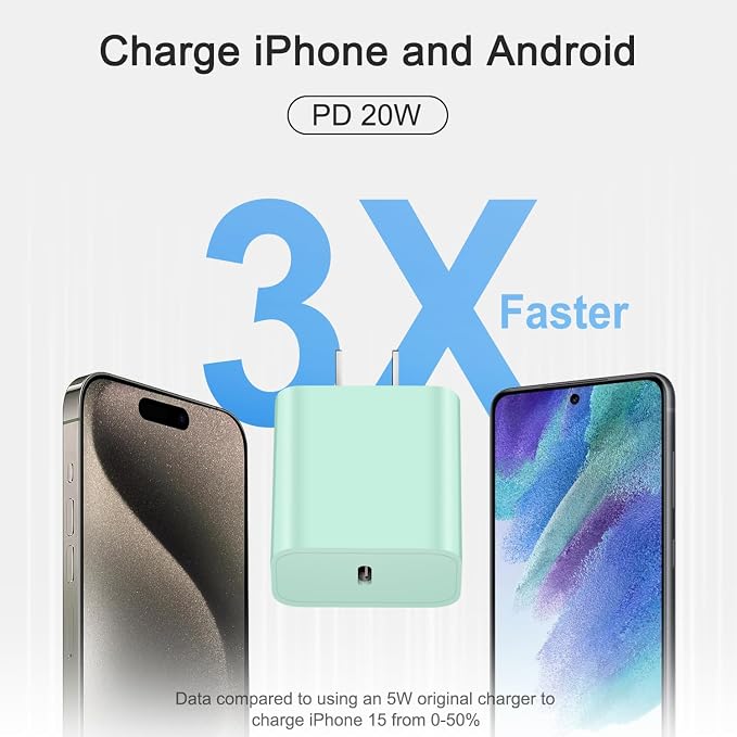 iPhone 17 16 15 Fast Charging 10FT Long USB C Charger Type C Charger 3 Pack Fast Charger USB C for iPhone 17/17 Plus/17 Pro/17 Pro Max/16/16 Plus/16 Pro/16 Pro Max/15 Pro Max,iPad Pro,Samsung(Green)