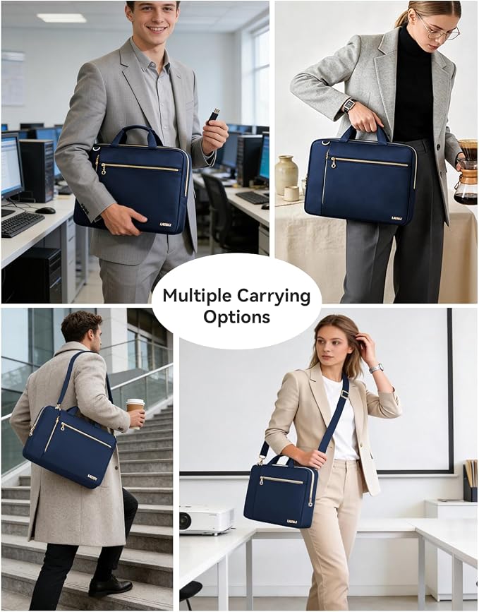 Laptop Case Bag Women Men Computer Sleeve Compatible with MacBook/Dell/HP/Acer/ASUS/LG, Waterproof Shoulder Carrying Briefcase, Blue, 17-17.3 Inch