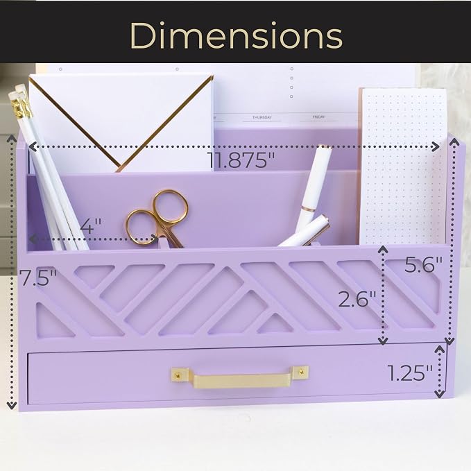 BLU MONACO | Wooden Mail Organizer Countertop with Drawer | Tabletop Organizer with Drawers for Desk | Mail Sorter Organizer Countertop Letter Paper Holder