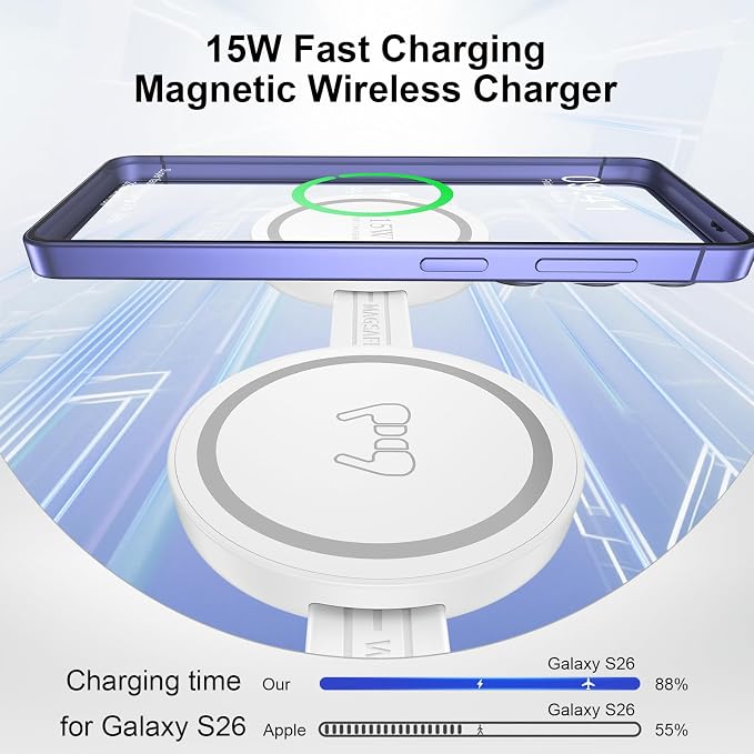 Galaxy S26 3 in 1 Wireless Charger Station, Foldable Fast Charging Pad for Samsung S25 Ultra S24, Wire Less Charging Galaxy Watch8/7 Buds4, Travel Charger for Samsung Multi Devices Cargador Inalmbrico