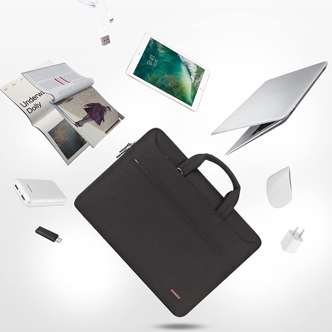 DOMISO 14 inch Laptop Messenger Shoulder Bag Tote Bag for Women for Men,Business Travel Work Computer Bag Chromebook Case Briefcase,Compatible with 15 inch MacBook Air/Pro,14 inch HP Dell ASUS, Black