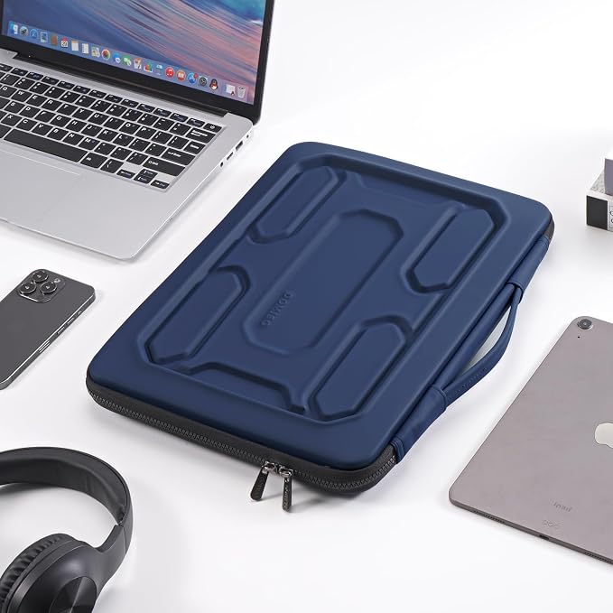 DOMISO 15.6 inch Laptop Sleeve with Handle Shockproof Waterproof EVA Protective Case for 15.6" Yoga 720 IdeaPad 310 320 ThinkPad T570/Legion 5 Gen 6/HP Envy 15/15.6" Notebooks, Dark Blue
