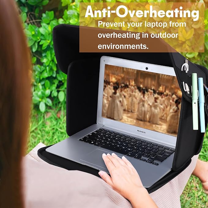 Laptop Sun Shade Laptop Sun Glare Shield Privacy Screen Hood Lightweight Laptops Sunshade Bag for Working Outside Portable Shield Cover 15-16'' (Patent Pending)