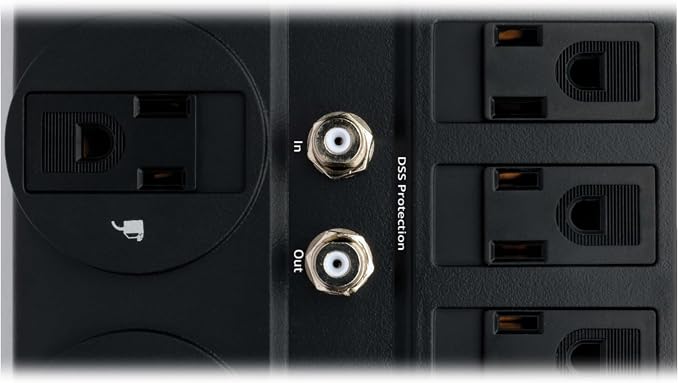 Eaton Tripp Lite TLP1208TELTV Home Theater Surge Protector Power Strip, 12 Outlets, Flat Plug 8ft Extension Cord, 2160 Joules | Coax and RJ11 Ports for Phone Land Line, TV, and WiFi Router Protection