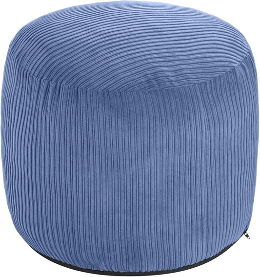 WSOFRLAC Pouf Ottoman Foot Stools Ottoman with Foam Small Corduroy Ottomans for Living Room Ottomans Pouf 20x15 Floor Poufs Foot Rest for Office Chair Blue Foot Stool Small