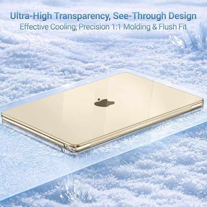 MOSISO Compatible with MacBook Air 13 inch Case M5 2026 M4 2025 M3 M2 2024-2022 A3449 A3240 A3113 A2681, Hard Shell&Keyboard Cover&Screen Film&Type C for MacBook Air 13.6 inch Case, Crystal Starlight