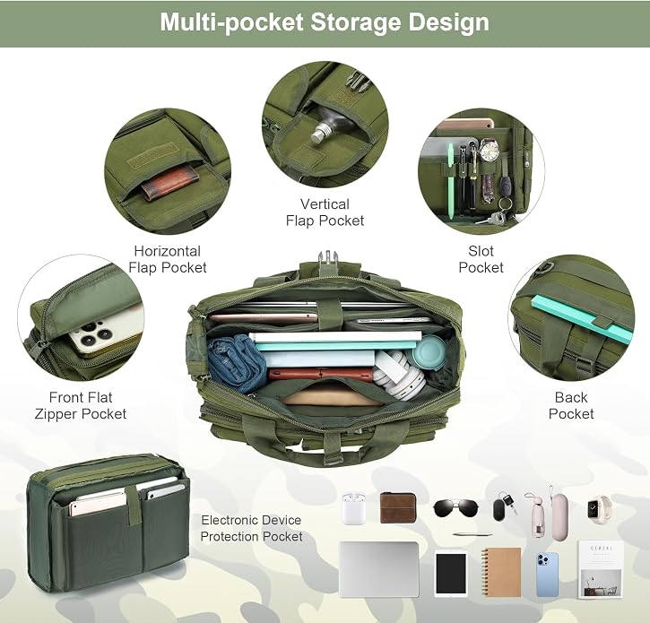 Stypos Tactical Messenger Bag,14inch/15.6inch/17.3inch Briefcase for Man Military Laptop Bag, Flight Work Bags for Pilots