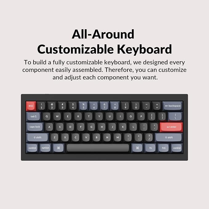 Keychron Q4 Wired Custom Mechanical Keyboard, QMK/VIA Programmable Macro, Full Aluminum, Hot-Swappable Gateron G Pro Blue Switch, 60% Layout Double Gasket Compatible with Mac and Windows - Black