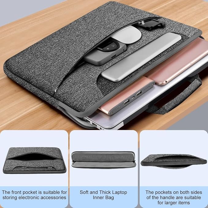 Hseok Laptop Shoulder Bag 17-17.3 inch Case, Durable Shockproof Protective Briefcase with Multi-Pockets Compatible with Lenovo Most 17-17.3 inch HP Acer Dell ASUS MSI Notebooks,Dark gray