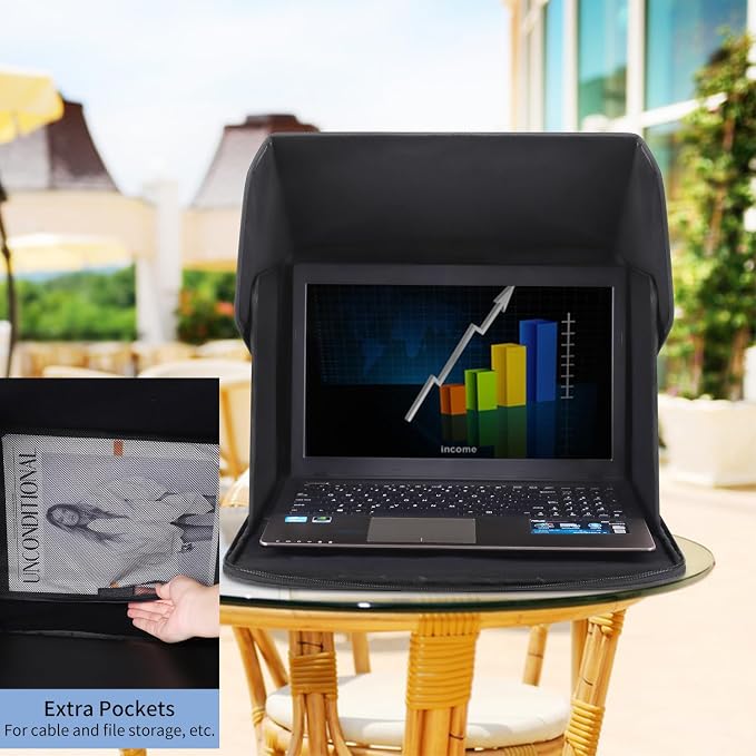 Laptop Sun Shade,Laptop Sun Shade for Working Outside,Foldable and Portable Screen Sun Glare Shield Sleeve,Outdoor Computer Cover,Privacy Protective Hood Sunshade Bag15-16inches (Patent Pending)