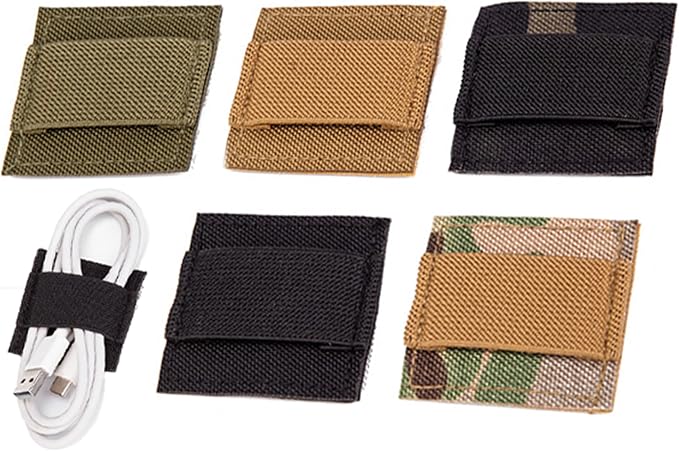 5 Pack,Hook and Loop Cable Management Panels | 2×2 inch Reusable Fastening Cable Ties for Tactical Helmet, Headset, Walkie-Talkie, Vest & Backpack Wire Organization