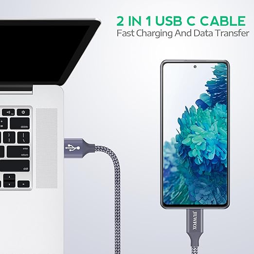 JIUWFOX USB to USB C Cable, (5-Pack, 3/3/6/6/10 ft) for iPhone 17 16 Charger Cord Fast Charging, for Samsung Galaxy S25 S24 S23 S22 A17 A16, Pixel 10 9