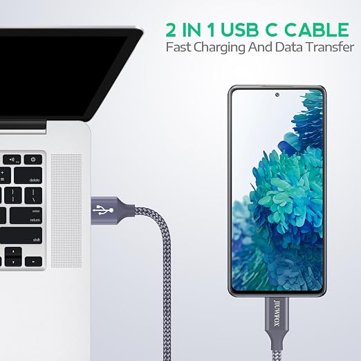 JIUWFOX Braided Car Carplay Cable for iPhone 17 16 Charger Cord, (3ft, 5Pcak) USB to USB C Cable Fast Charging for Samsung Galaxy S25 S24 S23 A17 A16, Pixel 10 9