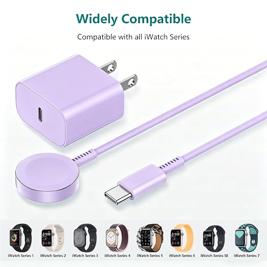 USB C Apple Watch Charger, [Apple MFi Certified] Magnetic iWatch Fast Charging Cable Cord 6ft and iPhone Type C Wall Charger Plug Block for Apple Watch Series Ultra 2/Ultra/11/10/9/8/7/SE/6/5/4/3/2
