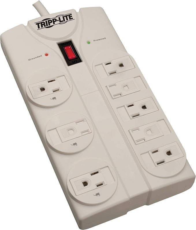 Tripp Lite 8 Outlet Surge Protector Power Strip, Extra Long Cord 25ft, Right-Angle Plug, Lifetime Limited Warranty & Dollar 75K Insurance (TLP825) , White