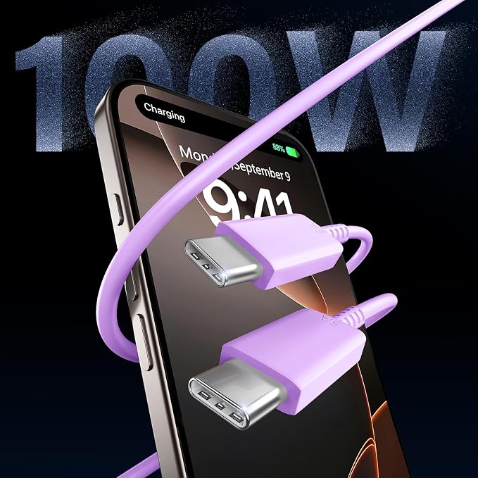 Phone 17 16 Pro Max Charger Fast Charging,45W Phone 17 Charger Type C Chargers USB C Charge Block &10FT Long C Charging Cables Cord for Phone 17/17 Pro/ 17 Pro Max/Air/Phone 16 15 Pro Max,Purple