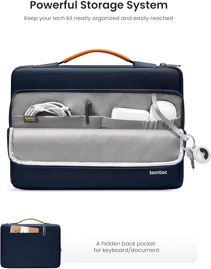 tomtoc 360 Protective Laptop Carrying Case for 2026 16-inch MacBook Pro M5 Pro/Max A3428 A3429, M4/M3/M2/M1 Pro/Max, Water-Resistant Laptop Bag Sleeve with Accessory Pocket for The New Razer Blade 15