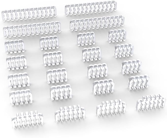 Sirlyr PC Cable Comb,PSU Cables Combs kit for Extension Cable Management 24 PCS Set 12vhpwr Cable x 4,24 pin x 4,8 pin x 16,3 mm/0.11In up to 3.5 mm/0.13 in Wire Gauge Transparent
