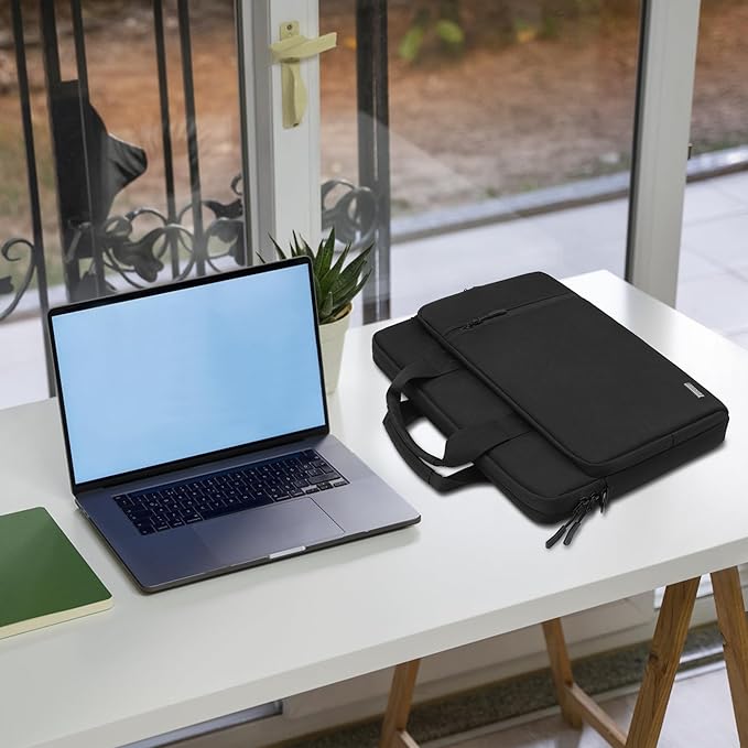 TECOOL 15.6 16 Inch Laptop Bag, 360 Protective Case Messenger Bag Waterproof Computer Sleeve Briefcase with Shoulder Strap for 15.6 16 Inch Laptop Notebook Chromebook, MacBook Pro 16, Black