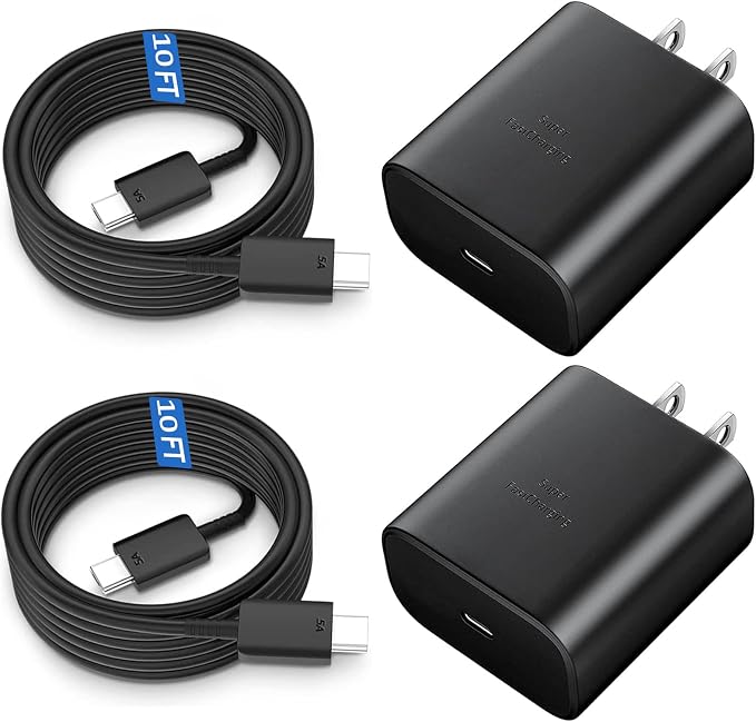 45W USB-C Super Fast Charger Type C Android Phone Charging Block with 10FT Cable for Samsung Galaxy S26 S25 S24 S23 Ultra/S26 S25 S24 S23 S22 S21 S20/Note 10/20, Galaxy Tab S8