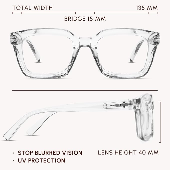 IBOANN Oversized Blue Light Glasses for Woman, Funky Fashion Glasses With Preppy Look, Reduce Screen Fatigue Computer Glasses
