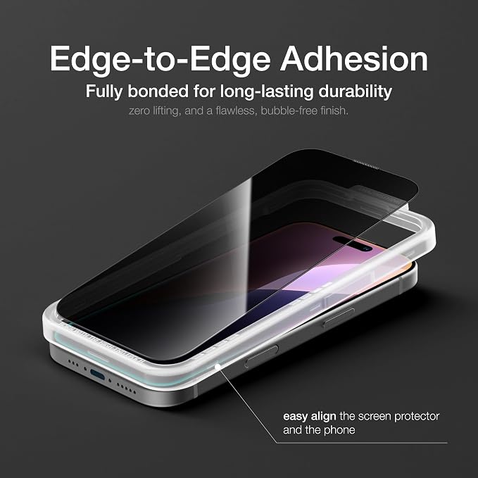 AMAZINGthing for iPhone 16 [Titan - Privacy] Screen Protector, Anti Spy, 9H Tempered Glass, Built-in Dust Filter Full Coverage, Case‑Friendly, Oleophobic, Bubble‑Free Application, 2 Pack