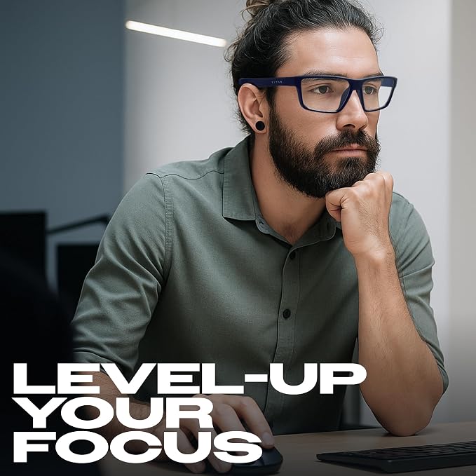 Titan Gaming Glasses, Blue Light Blocking, Night Driving Glasses for Men, Computer Protection, Gift for Gamers
