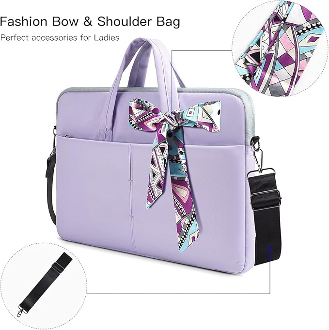 17-17.3 Inch Laptop Shoulder Sleeve Bag Women Ladies Briefcase for Acer Predator 17, HP Envy 17/Pavilion 17, Dell Inspiron 17/ G3 G7 17.3, Lenovo L340 17.3, ASUS ROG, MSI GS75 GF75 17.3 Case, Purple