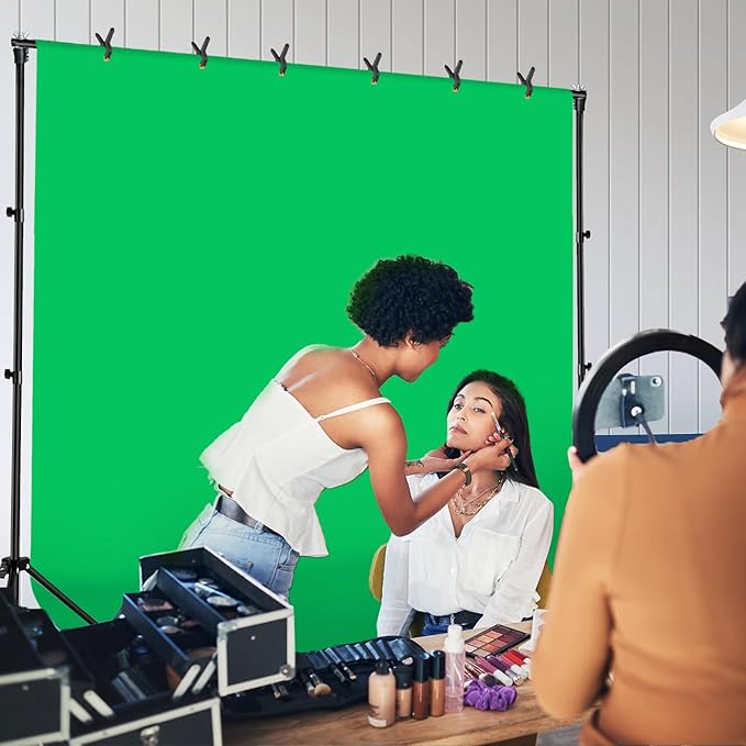 Green Screen Backdrop Kit 10x6.6ft with Tripod Stand, Chroma Key Background System for Video Shooting, Live Streaming, Photo Studio, Content Creation and Virtual Backgrounds
