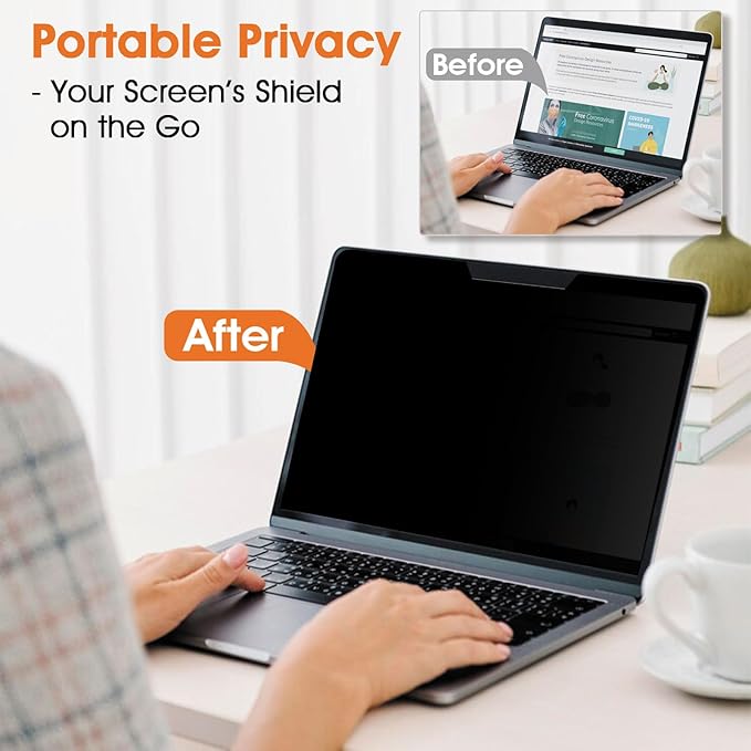 Privacy Screen for MacBook Air 15 inch (2023-2025, M2, M3, M4), Anti Glare Film Blue Light Filter, Reduce Eye Strain Laptop Privacy Screen Shield and Protector for Mac 15.3'' (Model A2941 A3114 A3241)