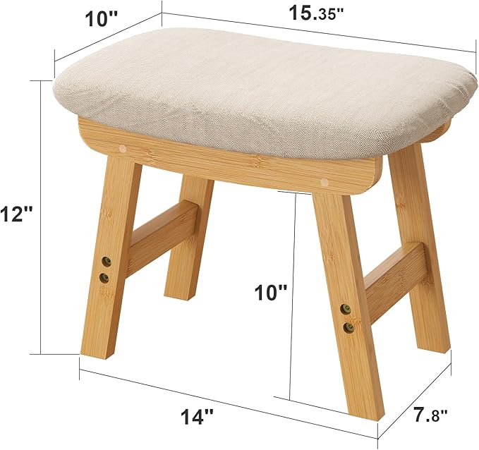 viewcare Foot Stools Ottoman, Small Foot Stool Ottoman, and Footstool, Wooden Foot Stool, Sofa Footrest Extra Seating for Living Room Entryway Office