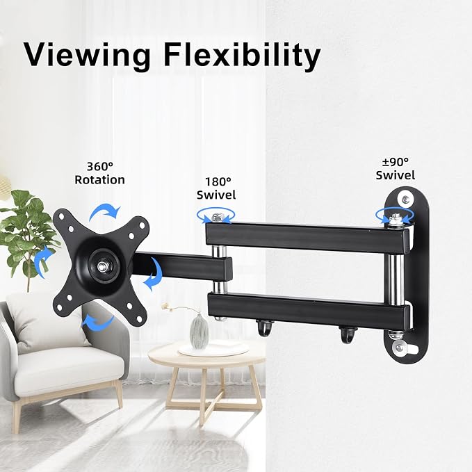 Suptek TV Wall Mount Swivel Tilt Rotation Full Motion Adjustable Articulating for Most 15-32 inch LED, LCD Monitor Wall Mount VESA 75,100, 2 Packs (MA2720-2)