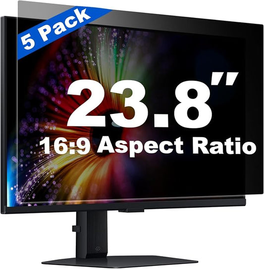 [5 Pack] 23.8 Inch Computer Privacy Screen for 16:9 Aspect Ratio Widescreen Monitor, Eye Protection Anti Glare Blue Light Filter Shield, Removable Anti-Scratch Anti Spy Protector