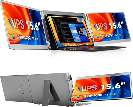 LXU Laptop Screen Extender, 15.6" FHD 1080P IPS Laptop Monitor Extender Triple Screens, Portable Monitor for Laptops 12~17.3 inch, Plug n Play Extended Monitor for MacBooks(NOT M1 M2 M3)/Windows