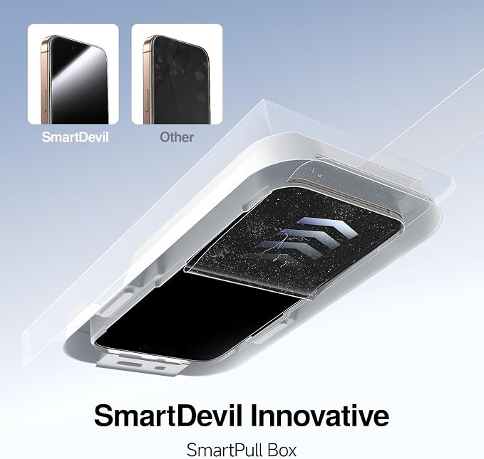 SMARTDEVIL (3 Pack) HD Clear Screen Protector for iPhone 16 Pro Max, Anti-Shatter 9H Tempered Glass, Anti-Fingerprint Coating, SmartPull Box Bubble-Free Easy Install, Face ID & Case-Friendly