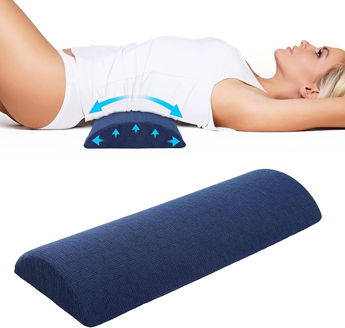 Cozyhealth - 3.15" H*23.6" L - Soft Lumbar Pillow for Sleeping, Memory Foam Back Lumbar Support Cushion for Lower Back Pain Relief Bed Waist Sleep Support Pillow for Side, Back (Dark Blue, Large)