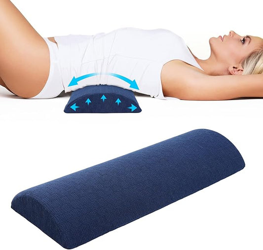 Cozyhealth - 3.15" H*23.6" L - Soft Lumbar Pillow for Sleeping, Memory Foam Back Lumbar Support Cushion for Lower Back Pain Relief Bed Waist Sleep Support Pillow for Side, Back (Dark Blue, Large)