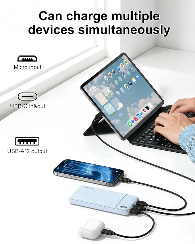 AsperX 2-Pack 10000mAh USB C Output Portable Charger Power Bank Fast Charging, Portable Phone Charger External Battery Pack for iPhone, Android, Google LG and Heated Vest