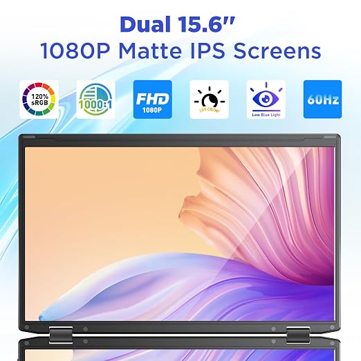 Maxfree Laptop Screen Extender, 15.6'' FHD 1080P Dual Portable Monitor with USB C, HDMI, Plug & Play, VESA Mountable, Lightweight, Dual Monitor for Laptop Windows Mac(M1/M2/M3 chip) Android Ps4 Switch