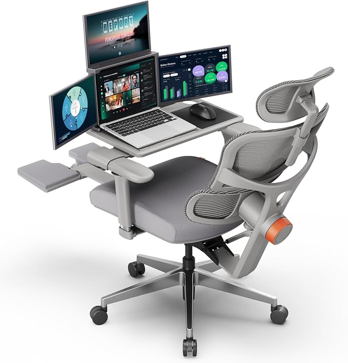 Newtral Office Chair Ergonomic - Home Office Desk Chair, Back Pain Chair with Auto-Following Lumbar Support, 4D Armrest, Seat Depth and Height Adjustable