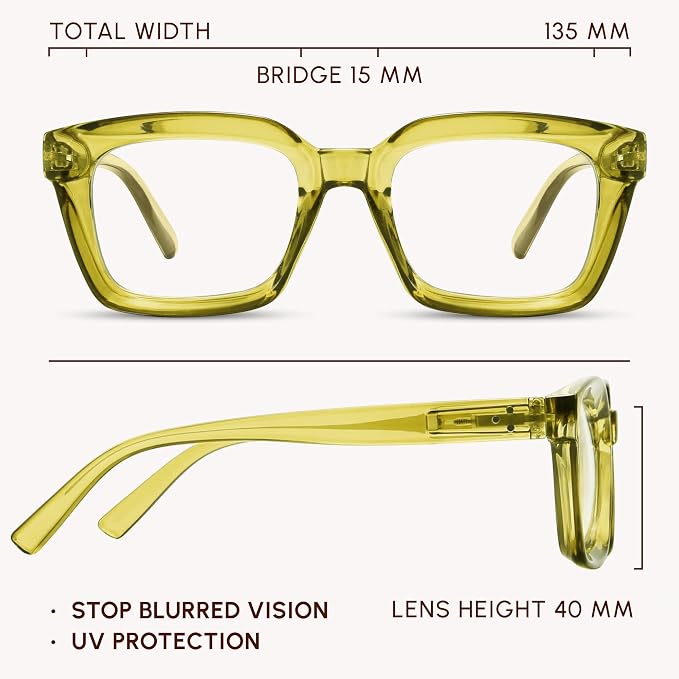 IBOANN Oversized Blue Light Glasses for Woman, Funky Fashion Glasses With Preppy Look, Reduce Screen Fatigue Computer Glasses